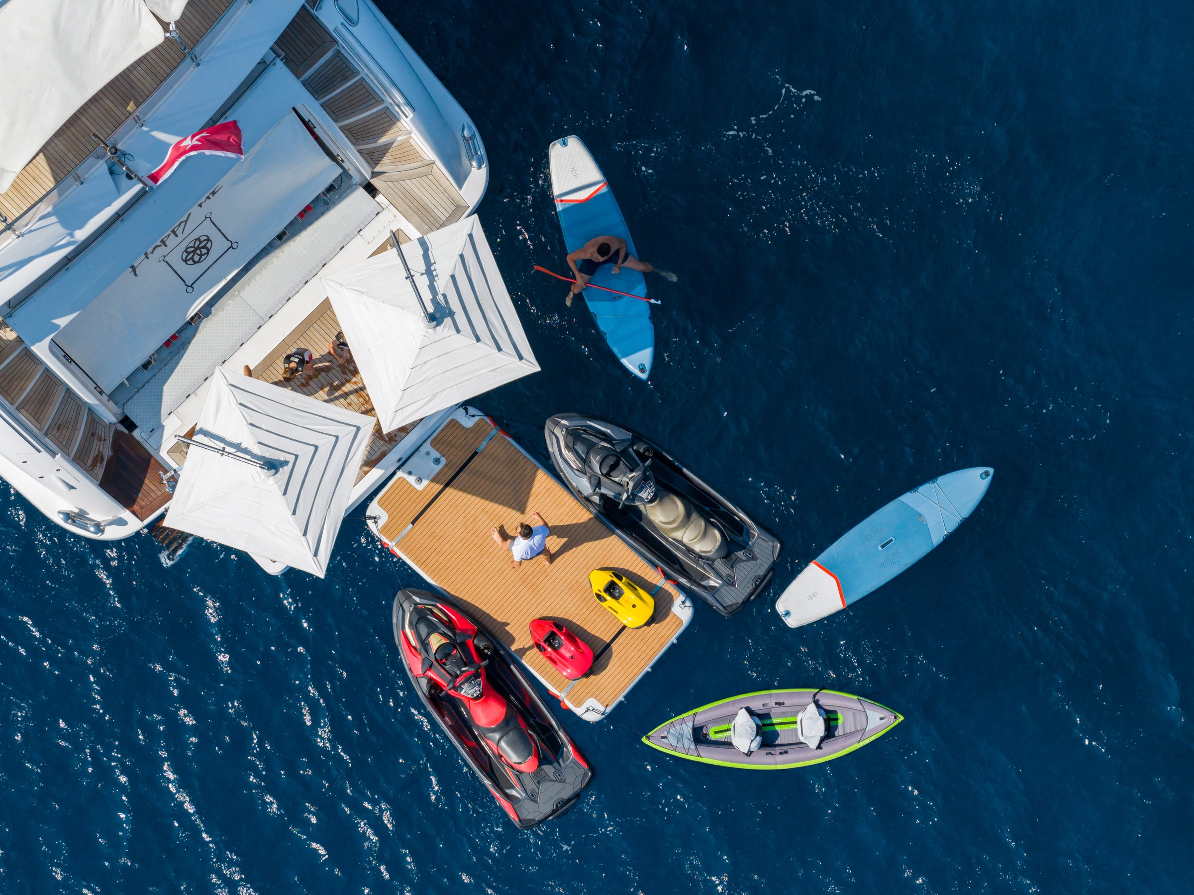 HAPPY ME — Aerial beach club with jet skis, paddleboards, kayak and seabobs
