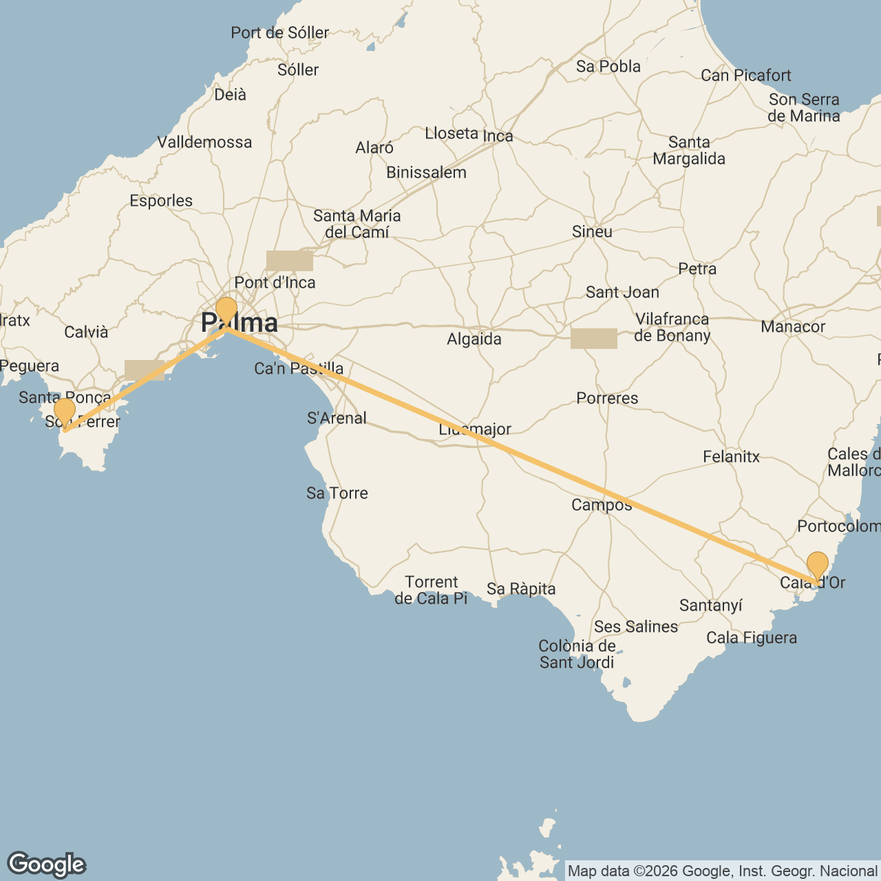 Route map for The Classic Mallorca Week in Mallorca