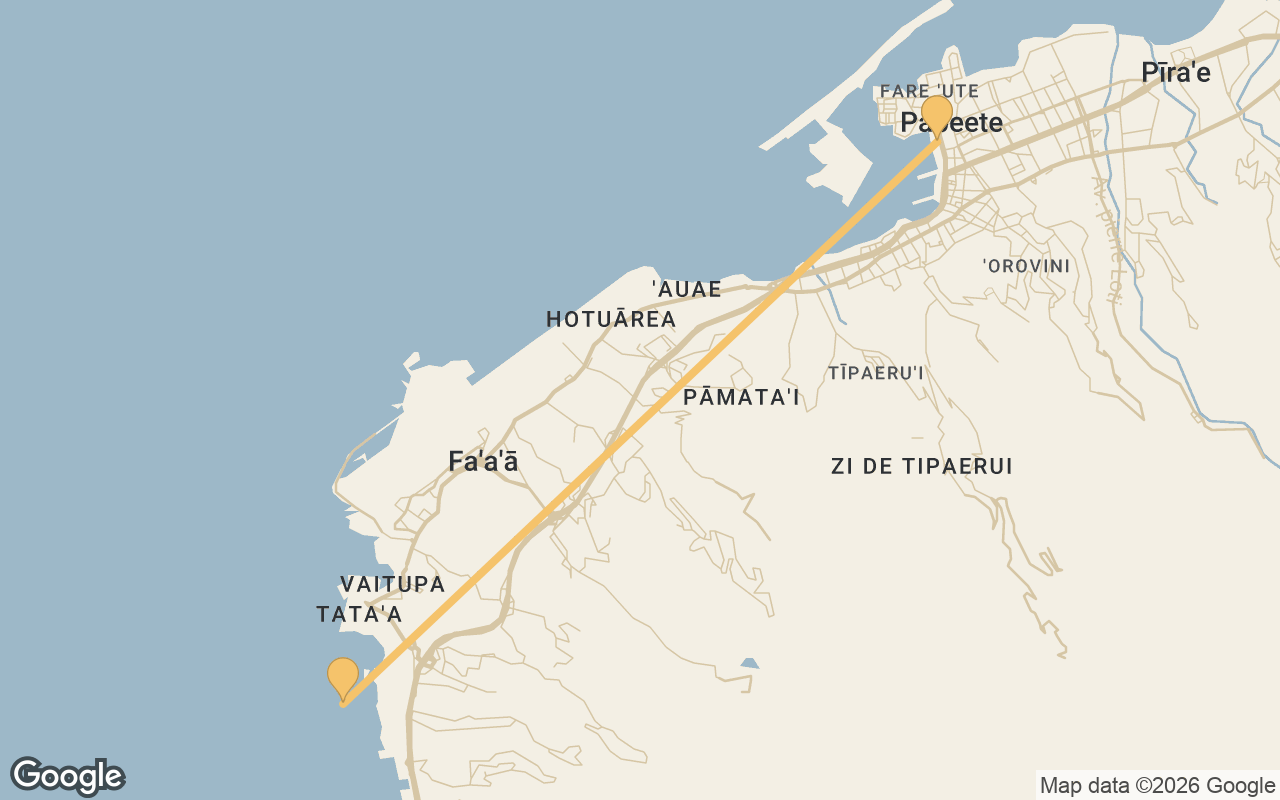 Satellite map of Papeete