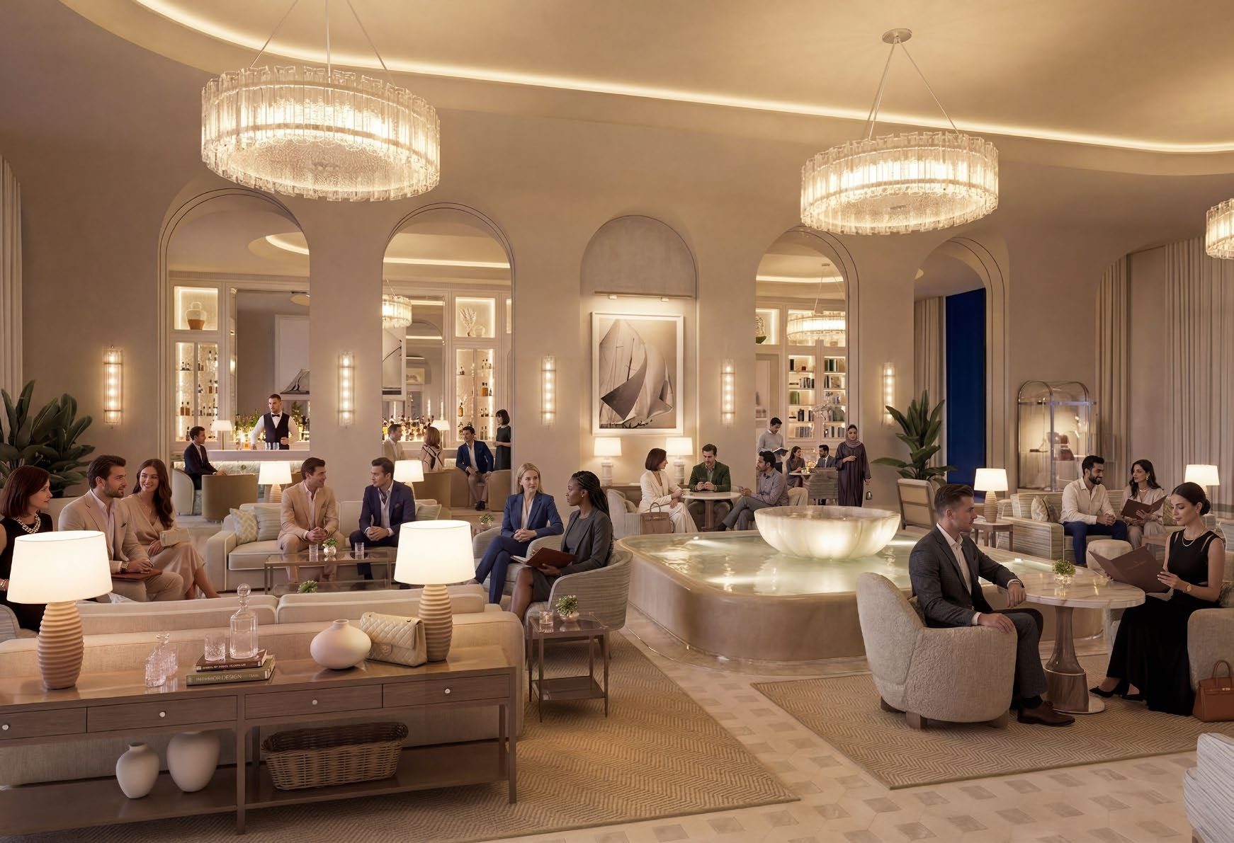 Lobby of the Ramhan Island marina apartments, Abu Dhabi