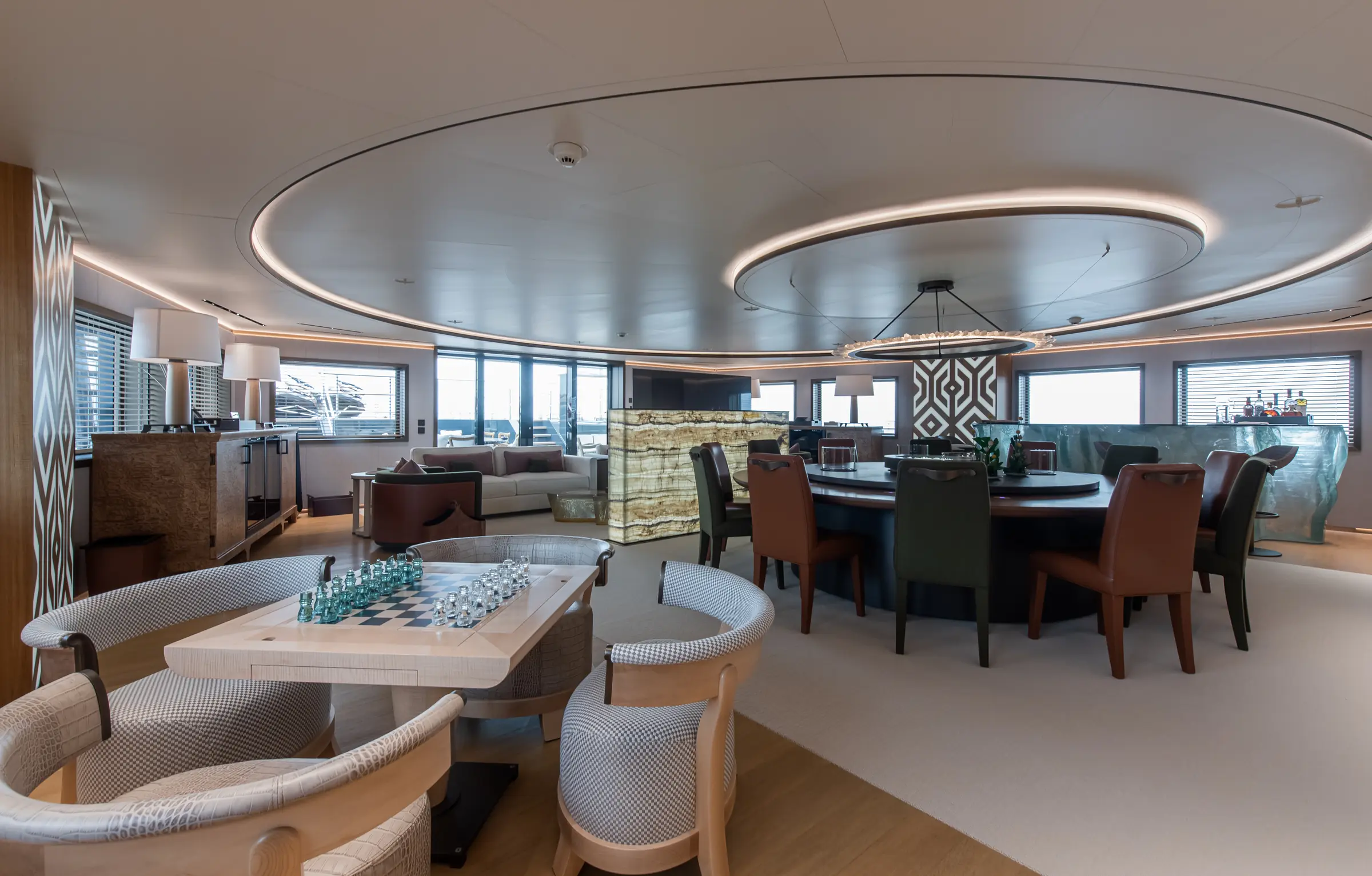 Dining and lounge arrangement inside LA DATCHA